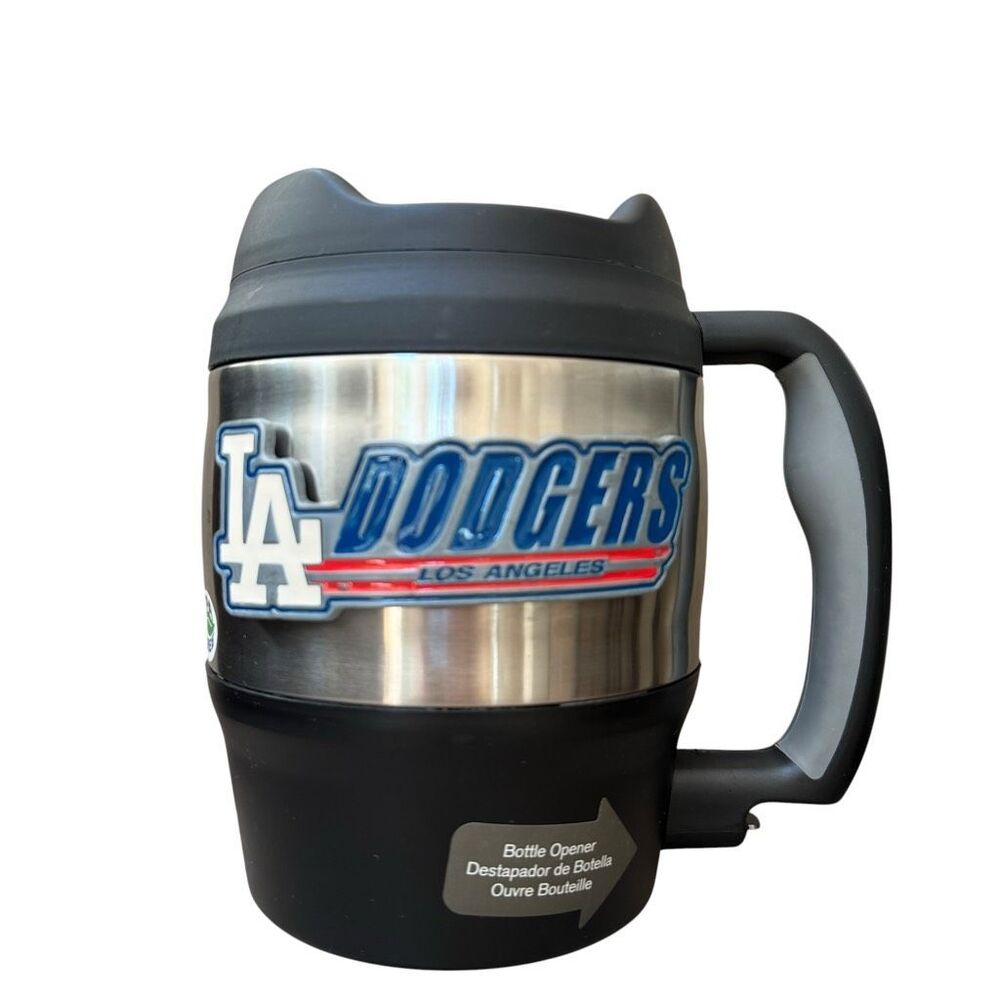 Los Angeles Dodgers Insulated Macho Travel Mug with Handle and Bottle Opener New